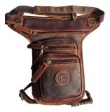 Echt Leder Beintasche für Motorradfahrer Elegant - Gürteltasche mit Beingurt