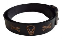 Echt Leder Gürtel Skull Totenkopf Schwarz