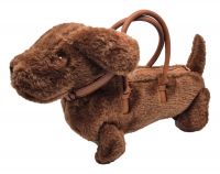 Designer Handtasche Dackel Hund Plüsch Braun