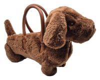 Designer Handtasche Dackel Hund Plüsch Braun