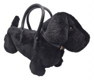 Designer Handtasche Dackel Hund Plüsch Schwarz