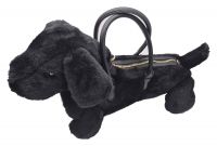 Designer Handtasche Dackel Hund Plüsch Schwarz