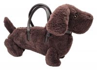 Designer Handtasche Dackel Hund Plüsch Dunkelbraun