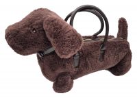 Designer Handtasche Dackel Hund Plüsch Dunkelbraun