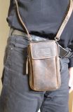Echt Leder Handy und Gürteltasche Kombination Rustikal