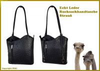 Echt Leder Designer Handtasche Strauss Schwarz