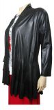Lange Jacke Lederoptik Schwarz A74