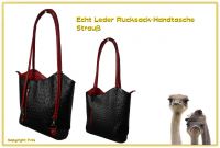 Echt Leder Designer Handtasche Black and Red Strauß
