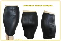 Schwarzer Rock Lederoptik XXL Knielang