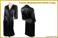 Luxus Morgenmantel Satin Schwarz